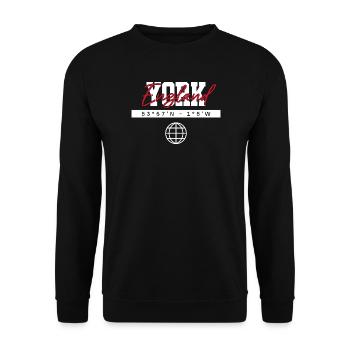 York England Koordinaten Reise Souvenir - Unisex Pullover - Schwarz - Vorne - Alina (178cm) & Michal (187cm)