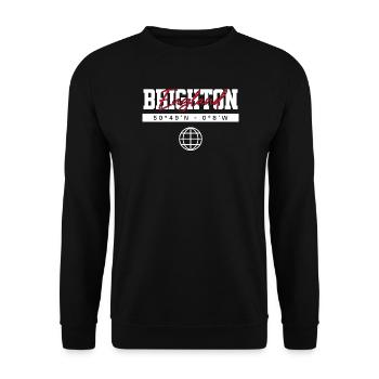 Brighton England Koordinaten Reise Souvenir - Unisex Pullover - Schwarz - Vorne - Alina (178cm) & Michal (187cm)