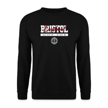 Bristol England Koordinaten Reise Souvenir - Unisex Pullover - Schwarz - Vorne - Alina (178cm) & Michal (187cm)
