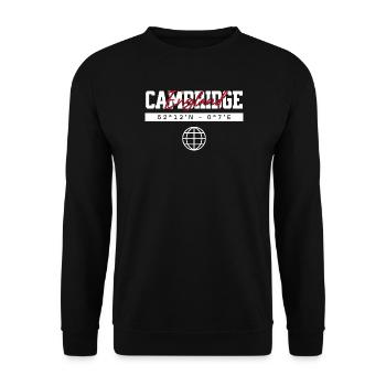 Cambridge England Koordinaten Reise Souvenir - Unisex Pullover - Schwarz - Vorne - Alina (178cm) & Michal (187cm)