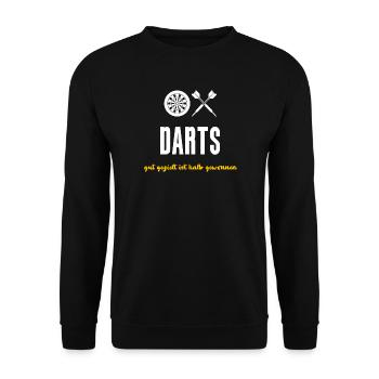 Darts Dartscheibe Pfeile Gut gezielt - Unisex Pullover - Schwarz - Vorne - Alina (178cm) & Michal (187cm)