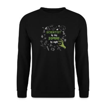 Scientist by day Zombie by night - Wissenschaftler - Unisex Pullover - Schwarz - Vorne - Alina (178cm) & Michal (187cm)