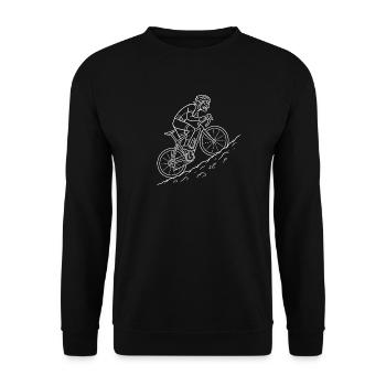Steiler Berg Radfahrer Line-Art Fahrrad Shirt - Unisex Pullover - Schwarz - Vorne - Alina (178cm) & Michal (187cm)