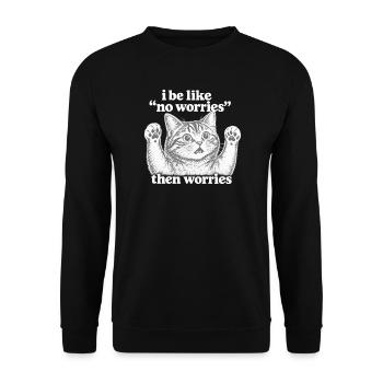 Keine Sorgen, Katzenvibe-Silhouette - Unisex Pullover - Schwarz - Vorne - Alina (178cm) & Michal (187cm)