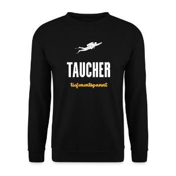 Taucher Geschenk Tiefenentspannt Tauchen - Unisex Pullover - Schwarz - Vorne - Alina (178cm) & Michal (187cm)