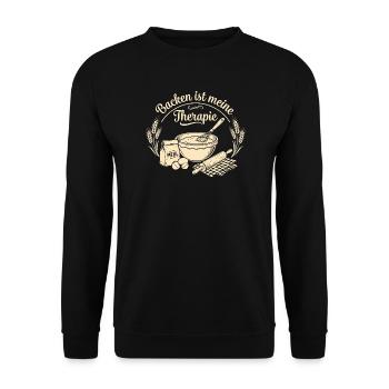 Backen ist meine Therapie | Herbst und Winter - Unisex Pullover - Schwarz - Vorne - Alina (178cm) & Michal (187cm)