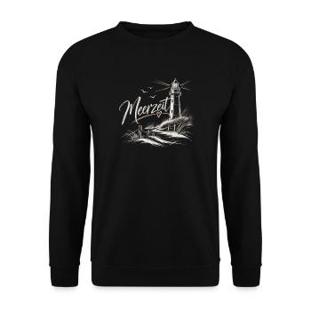 Meereszeit Leuchtturm Küstenzauber - Unisex Pullover - Schwarz - Vorne - Alina (178cm) & Michal (187cm)
