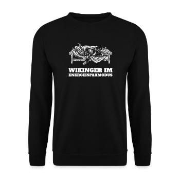 Wikinger im Energiesparmodus – lustig faul - Unisex Pullover - Schwarz - Vorne - Alina (178cm) & Michal (187cm)