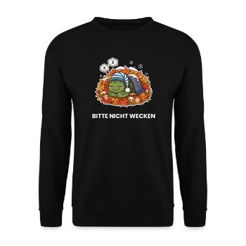 Schlafende Schildkröte im Herbstlaub - Unisex Pullover - Schwarz - Vorne - Alina (178cm) & Michal (187cm)
