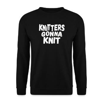 Stricken Strickerin Stricker Knitters gonna knit - Unisex Pullover - Schwarz - Vorne - Alina (178cm) & Michal (187cm)