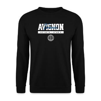 Avignon Frankreich Koordinaten Reise Souvenir - Unisex Pullover - Schwarz - Vorne - Alina (178cm) & Michal (187cm)