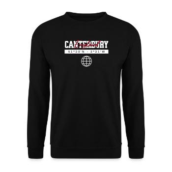 Canterbury England Koordinaten Reise Souvenir - Unisex Pullover - Schwarz - Vorne - Alina (178cm) & Michal (187cm)