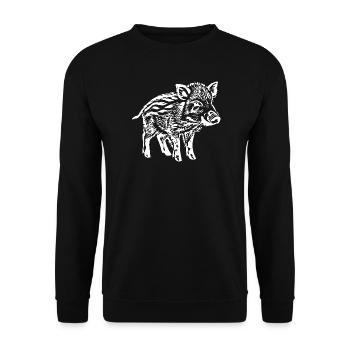 Wildschwein Frischlinge Geschenk  - Unisex Pullover - Schwarz - Vorne - Alina (178cm) & Michal (187cm)