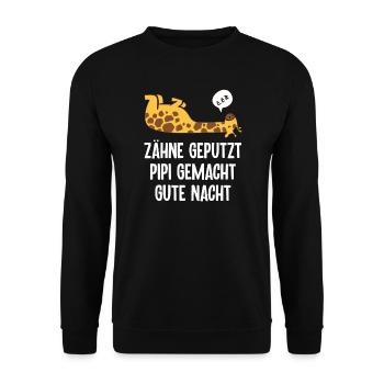 Giraffe Zähne Geputzt Gute Nacht Lustiger Spruch - Unisex Pullover - Schwarz - Vorne - Alina (178cm) & Michal (187cm)