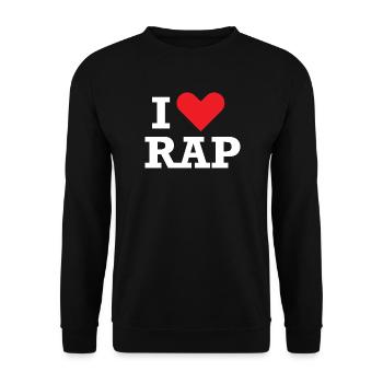 Ich liebe RAP - Unisex Pullover - Schwarz - Vorne - Alina (178cm) & Michal (187cm)
