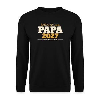 Befördert zum Papa 2027 – für dunkle Shirts - Unisex Pullover - Schwarz - Vorne - Alina (178cm) & Michal (187cm)