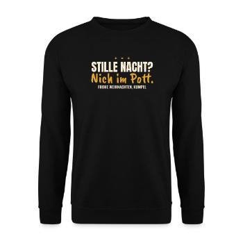 Stille Nacht? Nich im Pott. – für dunkle Shirts - Unisex Pullover - Schwarz - Vorne - Alina (178cm) & Michal (187cm)