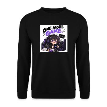 One More Game: Chibi Gamer Stil - Unisex Pullover - Schwarz - Vorne - Alina (178cm) & Michal (187cm)