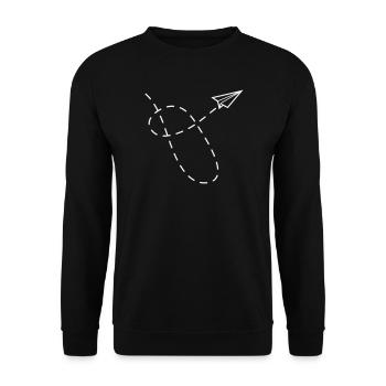Papierflug Pfad Reisezeichnung - Unisex Pullover - Schwarz - Vorne - Alina (178cm) & Michal (187cm)