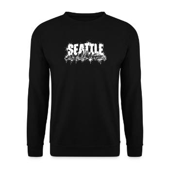 Seattle Graffiti Skyline - Unisex Pullover - Schwarz - Vorne - Alina (178cm) & Michal (187cm)