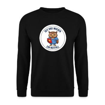 Notdienst Tierarzt Eule Nachtschicht Spruch Shirt - Unisex Pullover - Schwarz - Vorne - Alina (178cm) & Michal (187cm)