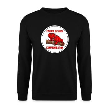 Reptilienarzt Leguan Motiv Zischen Kommunikation - Unisex Pullover - Schwarz - Vorne - Alina (178cm) & Michal (187cm)