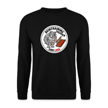 Beintraining Treppen sind Lava Lustiges Gym - Unisex Pullover - Schwarz - Vorne - Alina (178cm) & Michal (187cm)