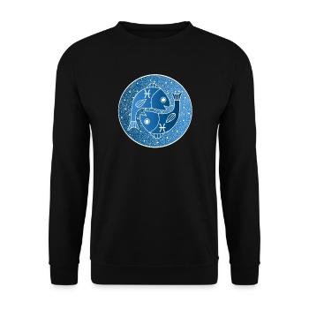 Sternzeichen: Fische - Unisex Pullover - Schwarz - Vorne - Alina (178cm) & Michal (187cm)