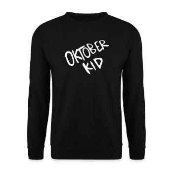 Oktober Kid Schriftprint - Unisex Pullover - Schwarz - Vorne - Alina (178cm) & Michal (187cm)