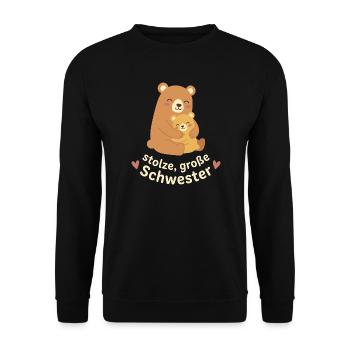 Stolze große Schwester - Süße Bären - Unisex Pullover - Schwarz - Vorne - Alina (178cm) & Michal (187cm)