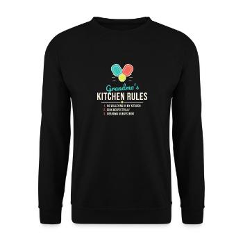 Omas Küchen-Regel-Tee - Unisex Pullover - Schwarz - Vorne - Alina (178cm) & Michal (187cm)