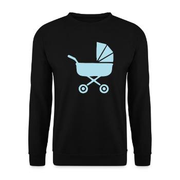 Blauer Kinderwagen Baby Geburt Geschenk  - Unisex Pullover - Schwarz - Vorne - Alina (178cm) & Michal (187cm)