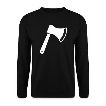 Axt Beil Holzfäller Geschenkidee  - Unisex Pullover - Schwarz - Vorne - Alina (178cm) & Michal (187cm)