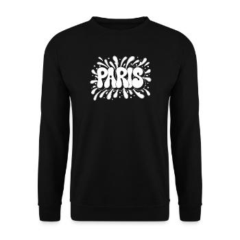 Paris Bubbles Graffiti-Weiß - Unisex Pullover - Schwarz - Vorne - Alina (178cm) & Michal (187cm)