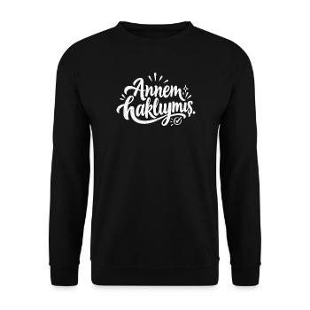 Annem Haknyms Skript-Logo Tee - Unisex Pullover - Schwarz - Vorne - Alina (178cm) & Michal (187cm)