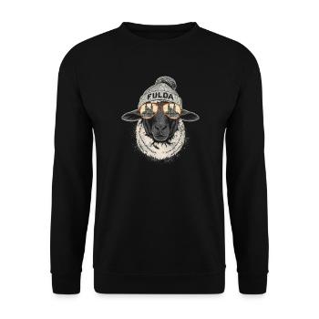 Rhönschaf am Fuldaer Dom - Unisex Pullover - Schwarz - Vorne - Alina (178cm) & Michal (187cm)