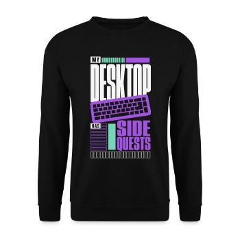 Computerhumor – My Desktop Has Side Quests - Unisex Pullover - Schwarz - Vorne - Alina (178cm) & Michal (187cm)