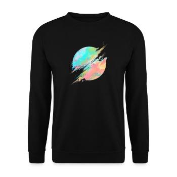 Pastel Rainbow Abstract Splash - Unisex Pullover - Schwarz - Vorne - Alina (178cm) & Michal (187cm)