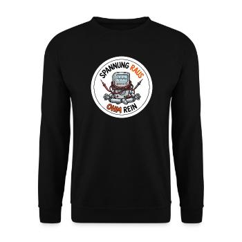 Spannung raus Ohm rein Elektriker Meditation - Unisex Pullover - Schwarz - Vorne - Alina (178cm) & Michal (187cm)