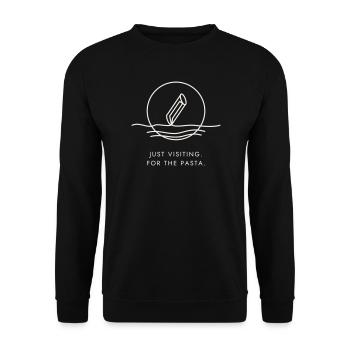 Pasta Lover Geschenk – Nur zu Besuch, wegen der Pasta - Unisex Pullover - Schwarz - Vorne - Alina (178cm) & Michal (187cm)