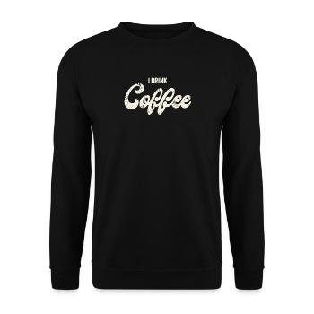 Ich trink Kaffee – Retro Script - Unisex Pullover - Schwarz - Vorne - Alina (178cm) & Michal (187cm)