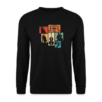 Kontrabass Orchester Bass Musiker Jazz Bassist - Unisex Pullover - Schwarz - Vorne - Alina (178cm) & Michal (187cm)