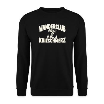 Wanderclub Knieschmerz Wandern Humor - Unisex Pullover - Schwarz - Vorne - Alina (178cm) & Michal (187cm)