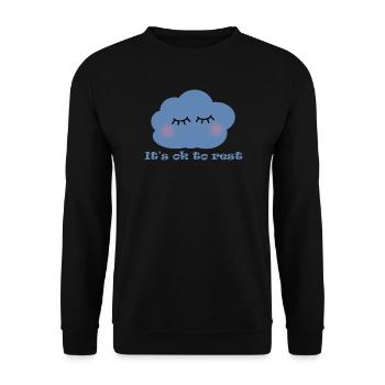 Es ist okay zu ruhen – süße Ästhetik für psychische Gesundheit - Unisex Pullover - Schwarz - Vorne - Alina (178cm) & Michal (187cm)