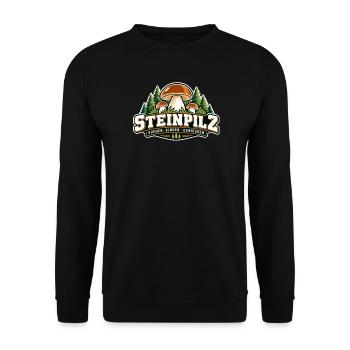 Steinpilz Waldpfad Design - Unisex Pullover - Schwarz - Vorne - Alina (178cm) & Michal (187cm)