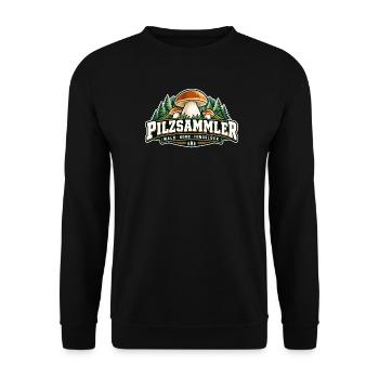 Pilzsammler Waldabenteuer - Unisex Pullover - Schwarz - Vorne - Alina (178cm) & Michal (187cm)