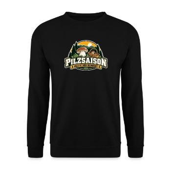 Pilzsaison Waldforaging Logo - Unisex Pullover - Schwarz - Vorne - Alina (178cm) & Michal (187cm)
