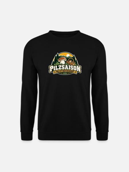 Pilzsaison Waldforaging Logo - Unisex Pullover - Schwarz