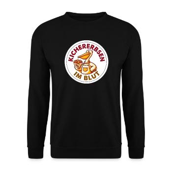 Kichererbsen im Blut Falafel Foodtruck T-Shirt - Unisex Pullover - Schwarz - Vorne - Alina (178cm) & Michal (187cm)
