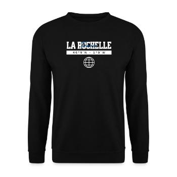 La Rochelle Frankreich Koordinaten Reise Souvenir - Unisex Pullover - Schwarz - Vorne - Alina (178cm) & Michal (187cm)